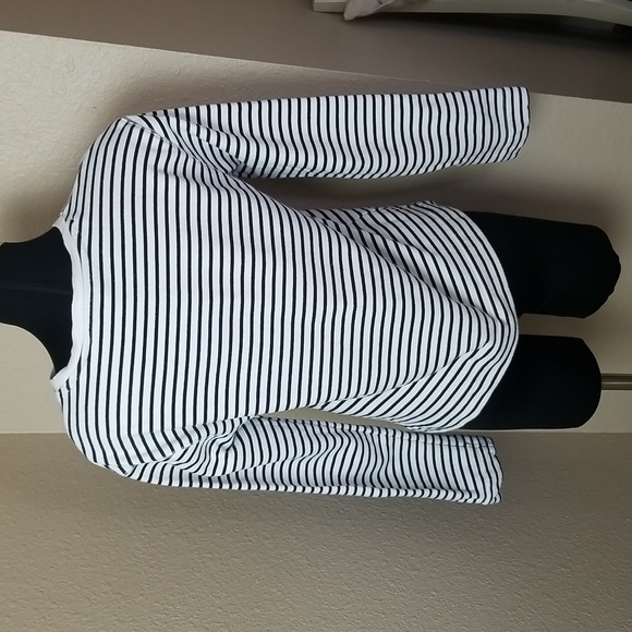 Elizabeth and James Black White Striped Sweatshirt - Picture 4 of 7